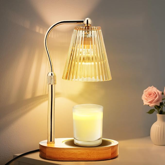 Candle Warmer Lamp with 2Bulbs, Adjustable Height Dimmable Wax Warmer with Timer, Wax Melt Warmer with 4 Brightnes, Candle Warmer Light for Mothers Day/Birthday Gifts