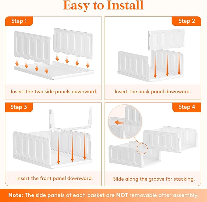 Lifewit 20 Pack Stackable Closet Organizers and Storage Basket for Clothes, Plastic Sweater Storage Bins for Wardrobe, Multifunctional Pants Organizer for RV, Pantry, Bathroom, Kitchen, Dorm, 24L