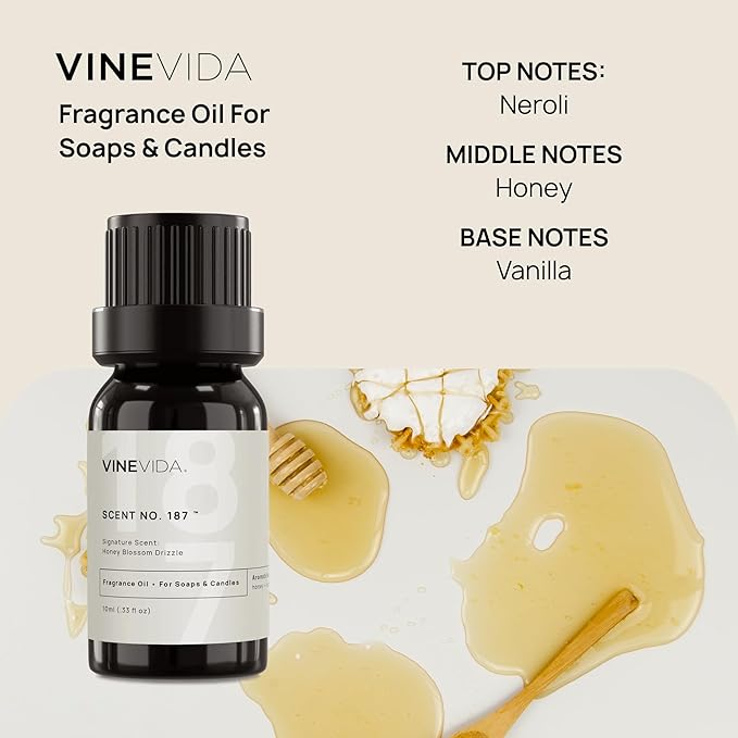 VINEVIDA [10ml] Honey Blossom Drizzle; Fragrance Oil for Candle Making and Soap Making - Premium Candle Scents for Soy Candles