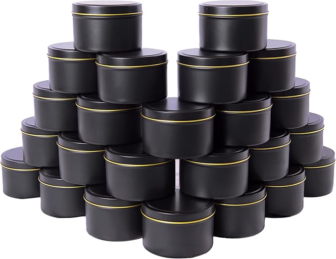 Edamame Candle Tin 24 Pcs,8oz,Candle Containers,Candle Jars for Candle Making,Arts&Crafts,Storage&More -Black