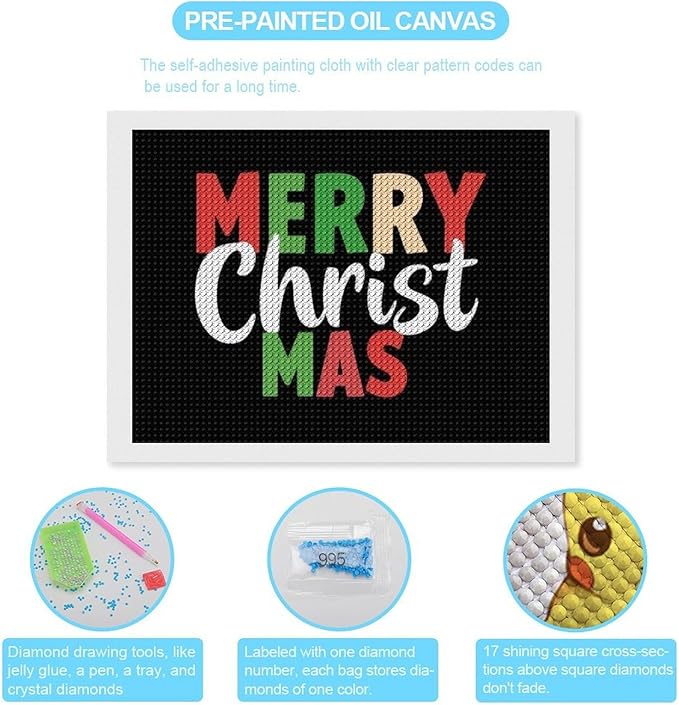 AIVKIEJK Diamond Painting Kits for Adults - Merry Christmas Painting DIY 5D Full Drill Diamond Dots Paintings with Diamonds Gem Art and Crafts Home Decor 12"x16"