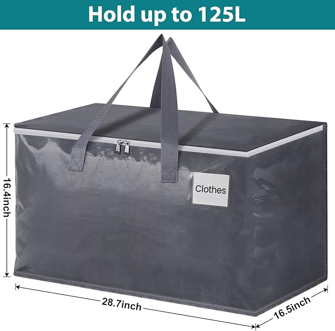 Fabspace Moving Bags Heavy Duty with Strong Zippers and Handles Collapsible Moving Supplies, Storage Totes for Packing & Moving Storing 125L 8Pack