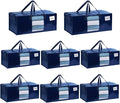 VENO 8 Pack Heavy Duty Moving Bags, Christmas Storage Bins with Lids, Transparent Window Design, Alternative to Moving Boxes, Storage Bags for Clothes, Blankets, Comforters, Pillows (Blue, 8 Pack)