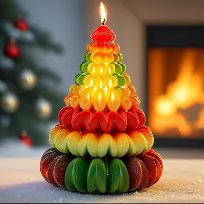 3D Christmas Tree Silicone Candle Soap Epoxy Resin Wax Mold Silicone Shapes Christmas Trees Mold for Candle Resin Soap Craft Cake Chocolate Making Kit Christmas Gift (Origami Christmas Tree)