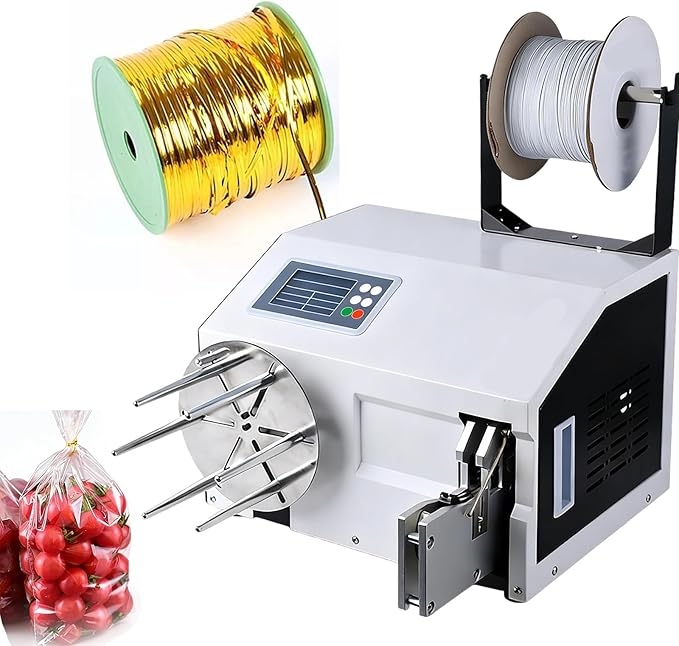 Automatic Twist Tie Machine, Multi-Functional Bag Closure Bundling Tool with 300m Premium Twisted Bands, 5-30mm Precision Tying Range, Automatic Tying and Cutting Functions.(Bind+Wind)