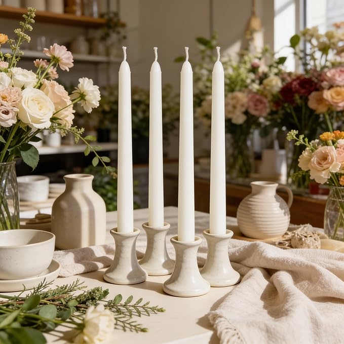 Viyffo Taper Candles, 12 Inch, 20 Pack, White – Unscented, Dripless & Smokeless Design, Up to 8-Hour Burn – Tall Candlesticks for Wedding, Dinner & Home Decor