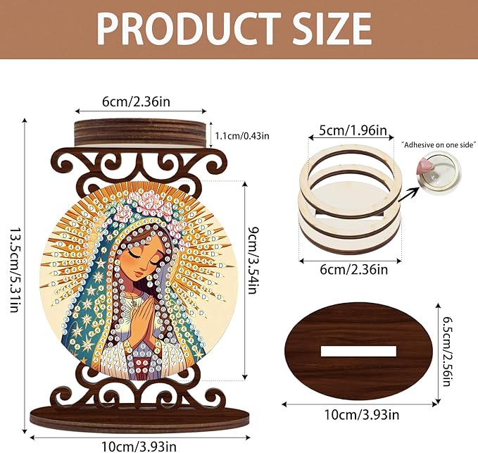 Diamond Art Painting Candlestick Holder Kits, Goddess DIY Shaped Crystal Diamond Art Painting, Woodiness Candle Holder for AromaRelax & Home Decor, Christmas Halloween Ornaments (Double-Sided)