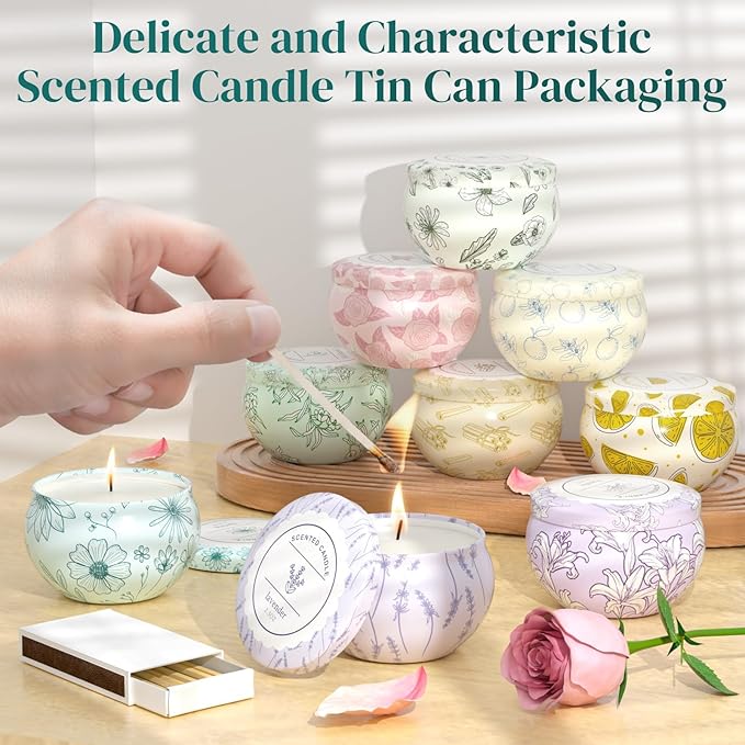 WarmEmbrace Scented Candles, Candle Set of 9, Long-Lasting Candles for Women, Candle Present Set for Birthday, Valentine's Day Scented Candles for Her
