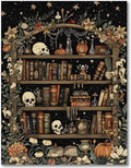 Bookshelf Stamped Cross Stitch Kits for Adults - Book Embroidery Kits for Beginners Adults,11 CT Patterns Dimensions Counted Cross Stitch Kits for Adults Arts Craft 12x16 inch
