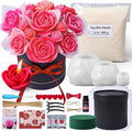 Rose Bucket Candle Kit Handmade Gift Soy Wax Beads for Candle Making Rose Silicone Mold 3D Flower Candle Molds All in One Kit Accessories Set Valentine's Day Gift (Black)