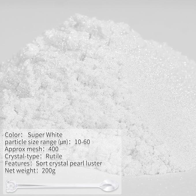 Mica Powder,7.05OZ（200g）,Super White Mica Powder Pigment for Epoxy Resin，Lip Gloss，Car Paint，Dye，Soap Making，Nail Polish,Epoxy Resin,Candle Making,Bath Bombs