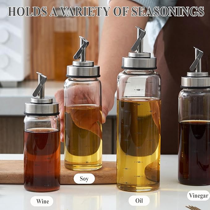 Olive Oil Dispenser Bottle,Oil Dispenser For Kitchen,Bottles For Kitchen,17 Oz Automatic Opening And Closing Leak Proof Glass Dispenser