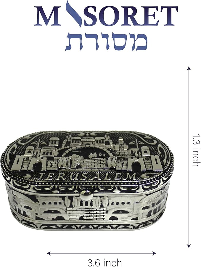 Jewish Shabbat Travel Candle Holders - Jerusalem Candlesticks, Nickel Travel Size Candlesticks in A Box with Cover 1.6 * 3.5 inch - Jerusalem