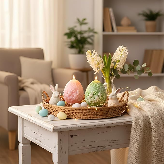 Easter Candle Mold for Candle Making, 3D Silicone Mold for Resin Casting DIY Plaster Polymer Clay Home Decoration (Rabbit&Eggs)