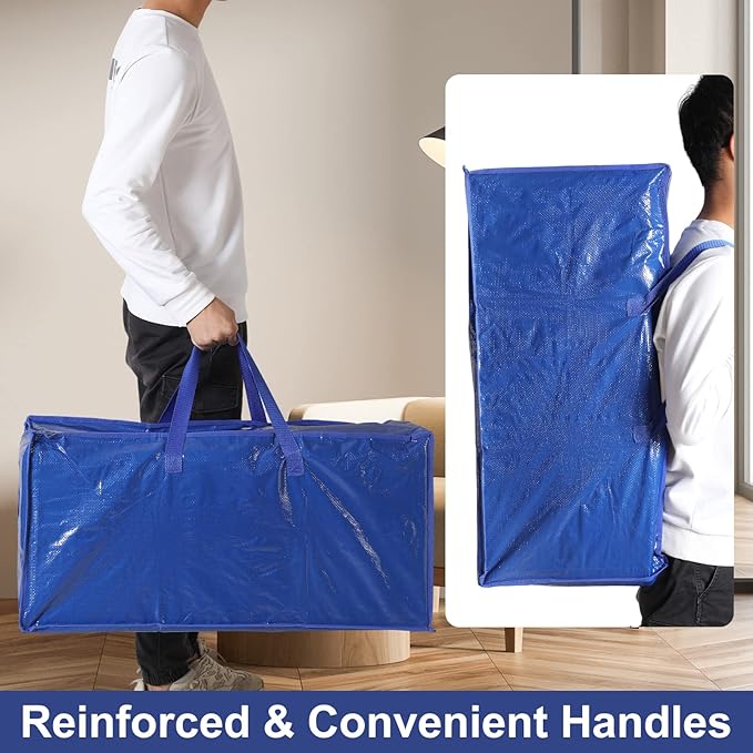 Mixweer 16 Packs Oversized Storage Bag Extra Large Heavy Duty Moving Bags with Reinforced Handles 29 x 14 x 13 Inch Tote Bags Bulk for Moving Boxes Clothes Travel Attics Supplies (Dark Blue)