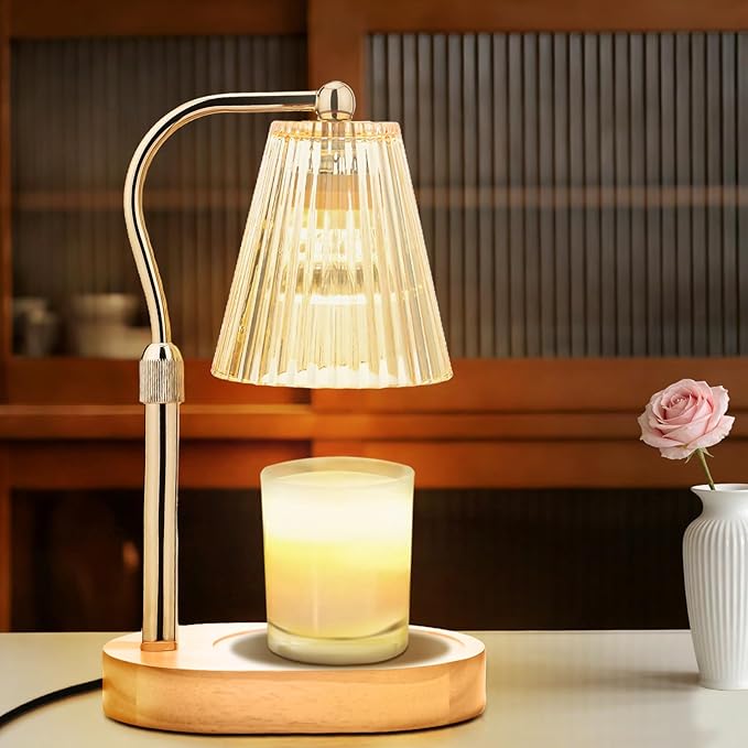 Candle Warmer Lamp with 2Bulbs, Adjustable Height Dimmable Wax Warmer with Timer, Wax Melt Warmer with 4 Brightnes, Candle Warmer Light for Mothers Day/Birthday Gifts