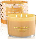 Luxury Coconut Scented Candle - Large 3 Wick Jar Candle - Elegant Gift for Women & Men - 100% Natural Soy Wax - Up to 40 Hours Burning Time - Housewarming Aromatherapy Candle for Home