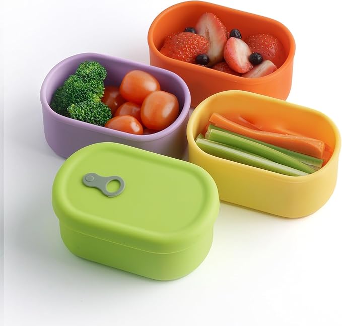 Premium Korean-Made Silicone Airtight Food Container with Steam Vent – BPA Free, Leakproof, Microwave & Freezer Safe Meal Prep. & Leftovers Storage (4p Multi-Color Set, 12 floz (350ml))