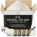 CraftBud Soy Candle Wax for Candle Making – Natural Soy Wax for Candle Making 2 lb Bag, Candle Making Wax, 2 Lbs. Soy Wax Flakes, 5 Candle Wicks, 4 Wick Stickers, and 1 Metal Centering Device