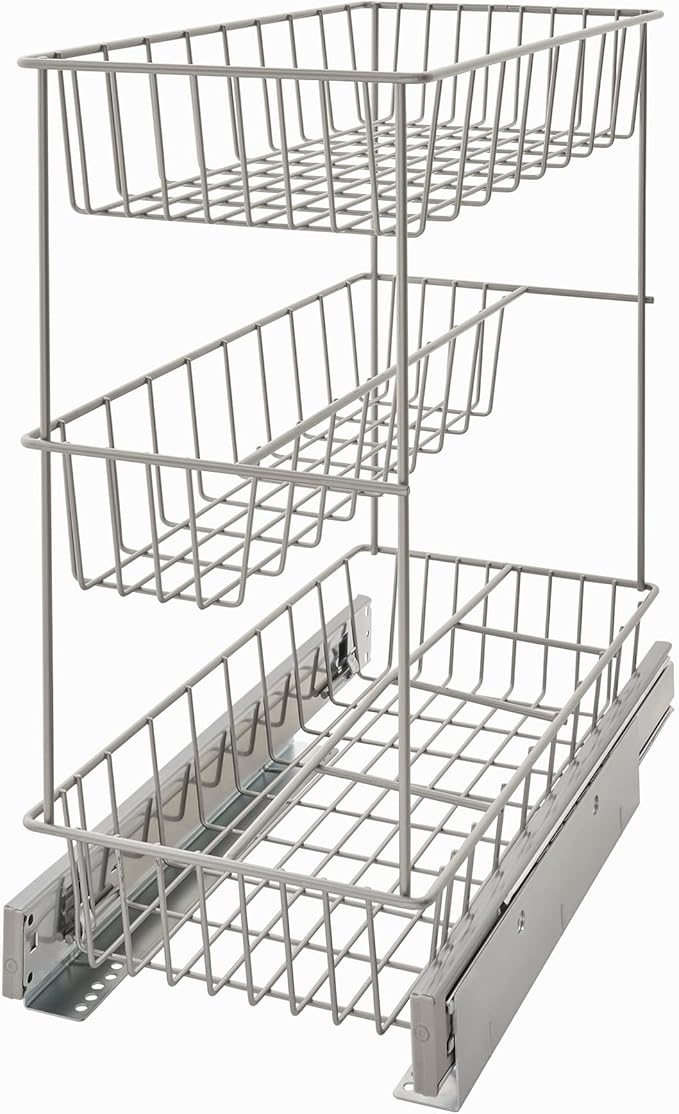 ClosetMaid 32105 Premium Wide 3-Tier Compact Kitchen Cabinet Pull-Out Basket, 8.75-Inch