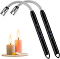 2 Pack Electric Candle Lighters – USB Rechargeable Plasma Arc, Windproof Flameless with Flexible Neck for Candles, Fireplace, BBQ, Camping