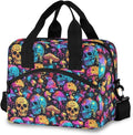 CBBYY Lunch Bags for Women Men, Reusable Insulated Lunch Box, Adjustable Shoulder Straps Tote Lunch Bag for Work Picnic School (Psychedelic skull)