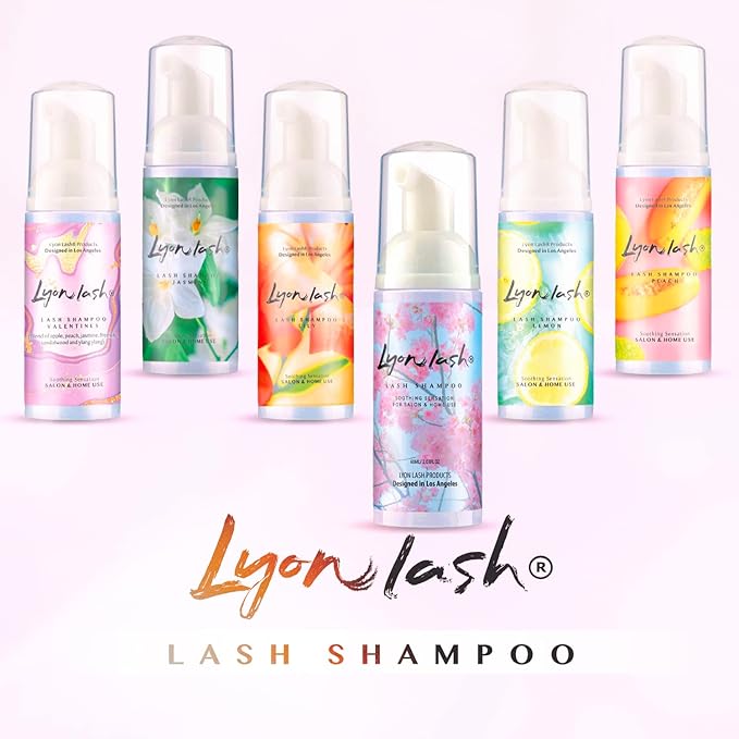 Lyon Lash Eyelash Extension Shampoo (Jasmine), Gentle Formula Paraben & Sulfate Free, Oil Free Foam Cleanser Kit | Remove Eye Makeup & Oil & Dust | Professional Salon And Home Use (60ml + 1 mascara wand + 1 cleansing brush)