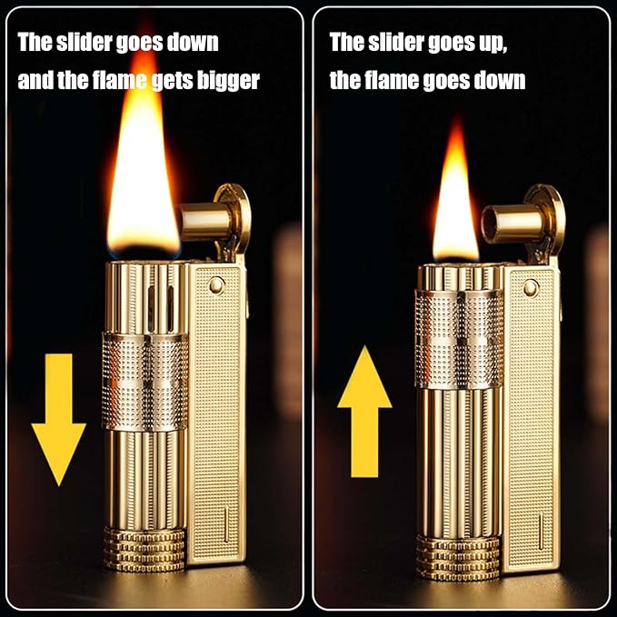 Lighter, Gold, Kerosene Lighter, Refillable, Windproof Flame, Beautifully Designed, Candle，Suitable for Birthday Gifts for Men's Fathers and Husbands (Gold)