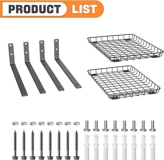TORACK 2-Pack 12x18 inch Wall-Mounted Shelves, Garage Wall Shelf for Closet & Laundry Room, Heavy-Duty Floating Shelves Hold Up to 60 lbs(Black)