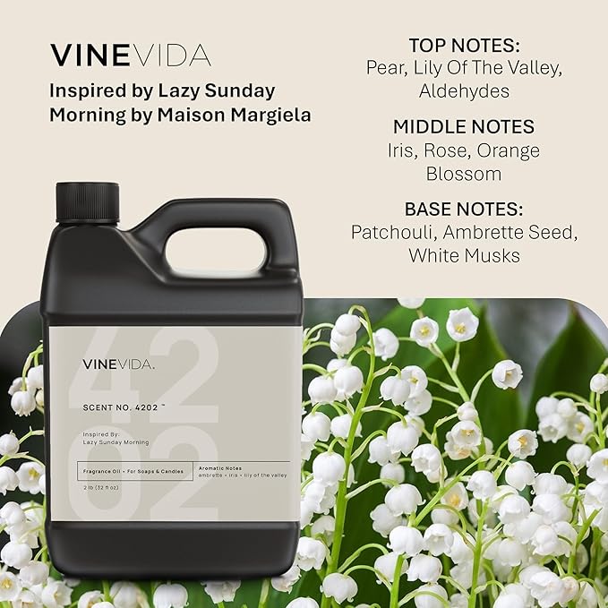 VINEVIDA [32 Oz] Scent NO. 4202 Inspired by Lazy Sunday Morning | Premium Fragrance Oil for Candle Making & Soap Making | Candle Scents for Soy Wax | Scented Oils for Car Freshies & Bath Products