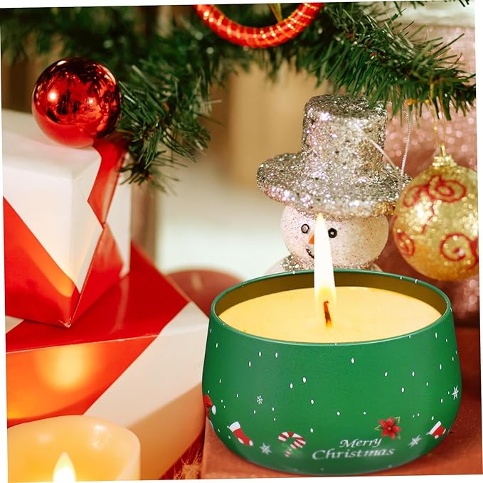 Christmas Cookie Tins for Gift Giving, 8PCS Christmas Tins Can with Lids, Holiday Cookie Containers Candle Jars with 8PCS Tags for Candy Spices Tea DIY Baking Candles Party Favors Storage