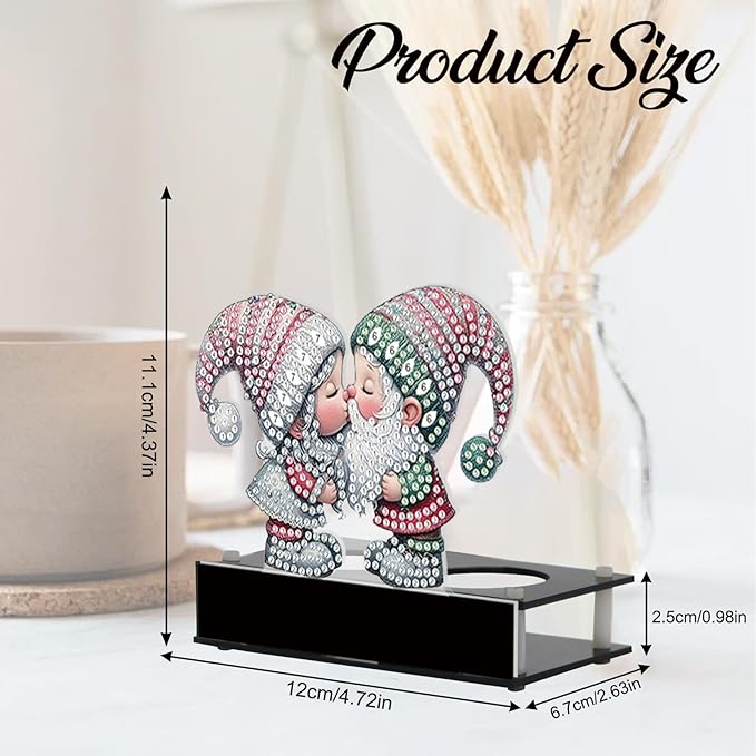 TDFERAN Diamond Painting Candlestick Holders 12x11cm Christmas Paint by Numbers Kit for Adults Candle Holders Dining Table Decor Holder for Table Candle Sticks Decor Christmas Gnome