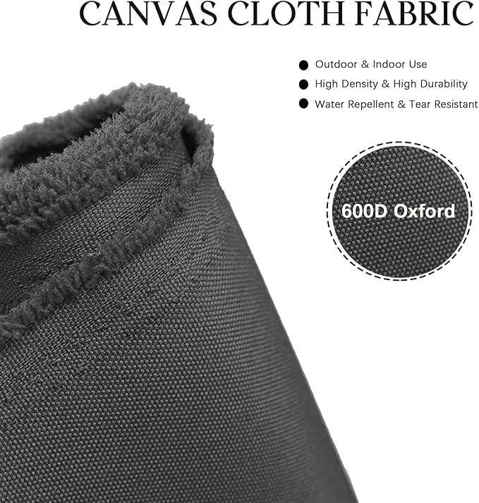 Waterproof Canvas Cloth Fabric by The Yard 60" W 600D Oxford Polyester Upholster Fabric Water Resistant Material for Outdoor Furniture Chair Cushion Cover DIY Sewing (1 Yard, Gray)