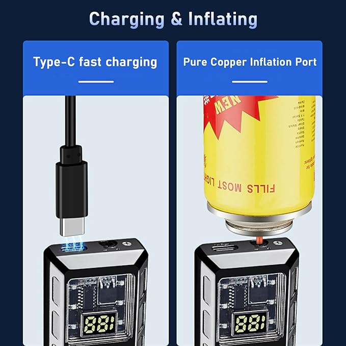 Smart Display Dual Flame Torch Lighter, Transparent Core Electric Lighter with LED Display, Butane Refillable & Type-C Charging, Windproof Jet Flame & Soft Flame Lighter (Without Butane)-Matte Black