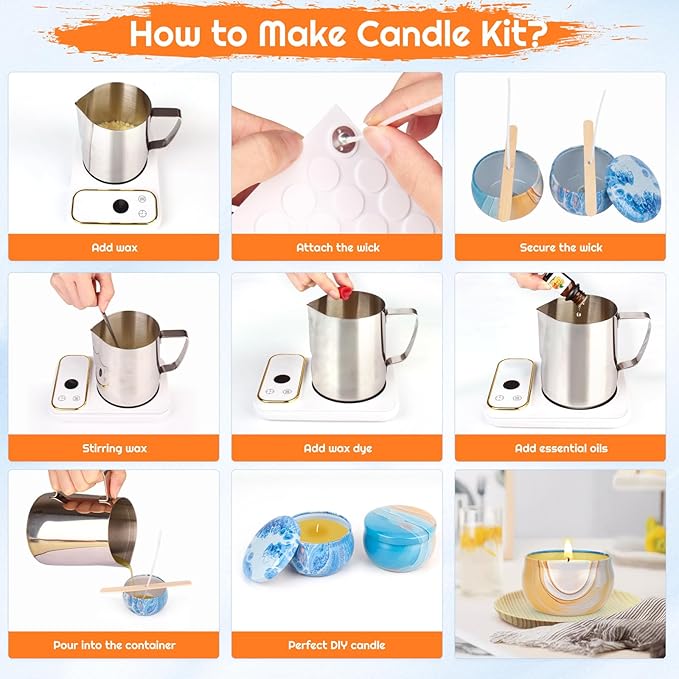 OFUN Candle Making Kit for Adults, DIY Candle Making Supplies for Beginner, Christmas DIY Gifts, Candle Making Kits for Adults - Includes Beeswax, Essential Oils, Dyes, and More, Crafts for Adult
