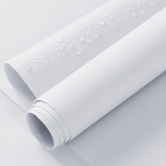 ANMINY 100% Waterproof Outdoor Fabric by The Yard, 58" W 600D Marine Canvas Fabric with PVC Backing, Ripstop Upholstery Material for Furniture Boat Covers Tent Awning, 1 Yard White