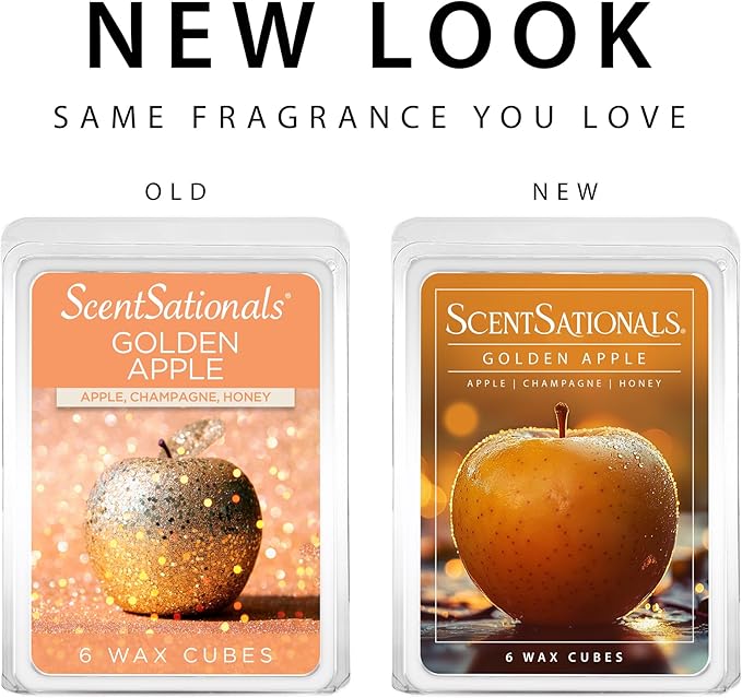 Scentsationals Wax Melts, Wax Cubes Strong Scent - Golden Apple - Long Lasting Scented Melts for Warmer, 10oz (24-Cubes)