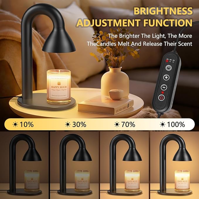 Candle Warmer Lamp with Timer and Dimmer,Minimalist Modern Black Electric Wax Warmer for Women Mom, Best Birthday and House Warming Gift New Home Decor