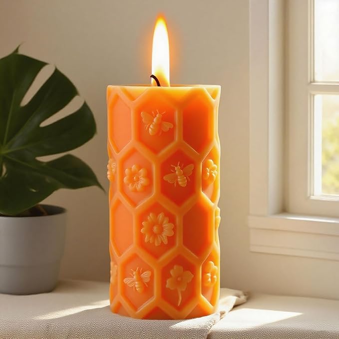 Honeycomb Cylinder Flower Succulent Peony Cylinder Candle & Resin Mold - Resin Casting Silicone Molds for Home Decor & Candle Making Wave Spiral Mold