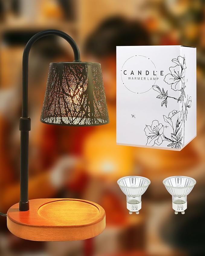 Black Candle Warmer Lamp with Timer Dimmer Adjustable Height for All Size Jar Candles, Birthday Gifts for Women Mom,Tree Candle Warmer for House Warming Gifts New Home Decor