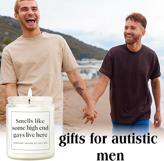 Gay Gifts for Him, Pride Gift for LGBTQ Boyfriend Husband Friend Brother, Funny Birthday Valentines Day Present Ideas - Lavender Scented Candle
