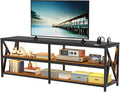 Lvifur LED TV Stand for 65 70 75 inch TV, Auto Sensor Entertainment Center with RGB Dimmable Lights, TV Console Table with Open Storage Shelves and Metal Frame (Black)