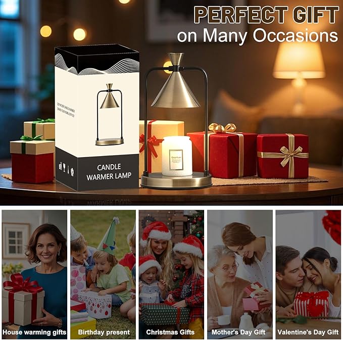 Candle Warmer Lamp with Timer Dimmer, Birthday Gifts for Women Mom, House Warming Gifts New Home Room Decor, Plug-in Operated Wax Melt Warmer for Scented Jar Candles