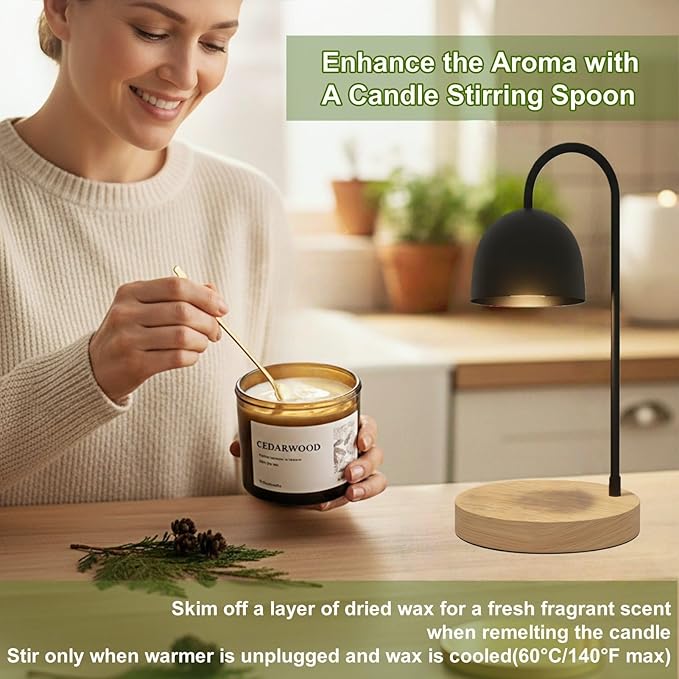 VOHO Cedar Wickless Candles Ideal for Candle Lamp Warmer, 9oz Soy Candle with Stirring Spoon & Lid, Cedarwood Wickless Candles for Candle Warmer Lamp, Winter Holiday Gifts for Men & Home Scented