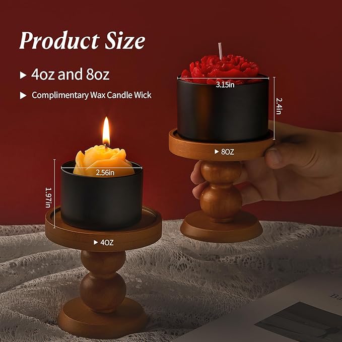 MGLIFEUL Candle Tins Jars Container Vessels for Making 4 8 Oz Black Empty Candle Tins Can Gift Box Packaging Plate with Lids Wax Container Bulk Making DIY Candle Supplies Accessories(Black,8oz,12pcs)