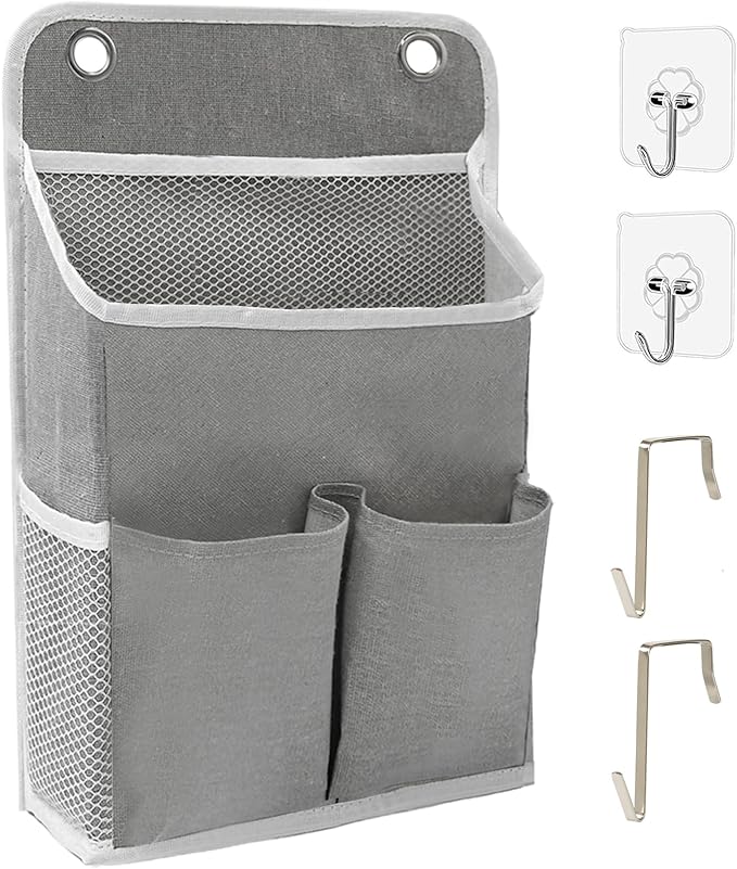 Hanging Storage Organizer, Over The Door Hanging Bags/Wall Baskets Storage with Pockets for Home, RV, Office and More (1, Grey)