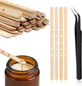 150Pcs Wooden Candle Wick Holders, Wick Holders for Candle Making with Tweezers, Wicks Bars Wax Stick Clips Center Tool for DIY Material Package Mold