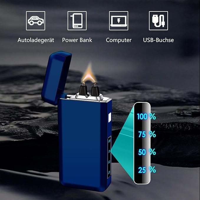YOZWOO Electric Lighter Rechargeable Type-C Electronic Lighters Plasma Arc Lighter Windproof Lighters Big Flame Lightre with Smart Switch Fine Gift Box as The Best Gift for Friends (Ice Blue)