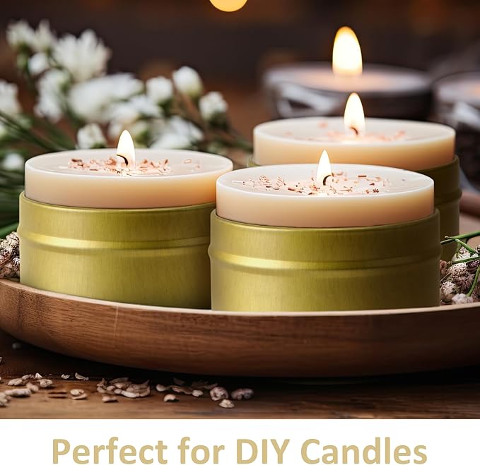 Moxweyeni 100 Pcs 4oz Candle Tins with Lids DIY Metal Wax Container Tins Bulk Empty Round Containers for Candle Making, Salves Candy Favors, Spices, Crafts, Christmas Gifts (4 Colors)