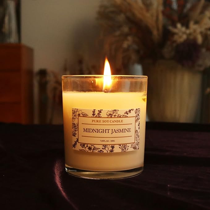 Aronica Jasmine & Magnolia Scented Soy Candles - White Floral Candle Gift for Women, Spring & More